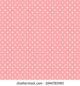 White polka dots on pink background seamless pattern
