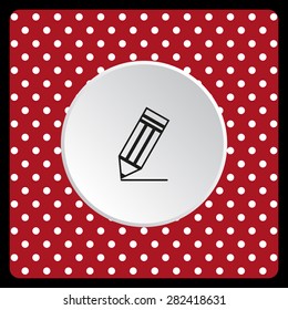 white polka dots on a red background black pencil. icon. vector design