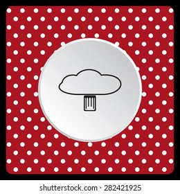 white polka dots on a red background cloud storage, flash drive. icon. vector design