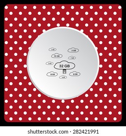 white polka dots on a red background collection of cloud storage. icon. vector design