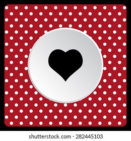 white polka dots on a red heart. icon. vector design