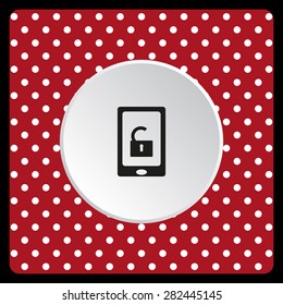 white polka dots on a red phone is unlocked. icon. vector design