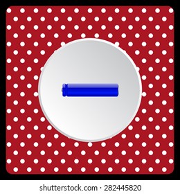 white polka dots on a red li-ion battery. icon. vector design