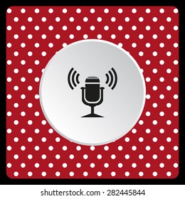 white polka dots on a red Microphone. Voice recording. icon. vector design