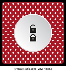 white polka dots on a red Open lock. icon. vector design