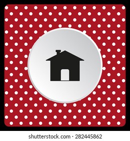 white polka dots on a red Home. icon. vector design