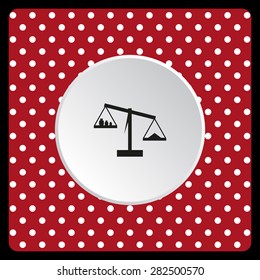 white polka dots on a red Scales balance. icon. vector design