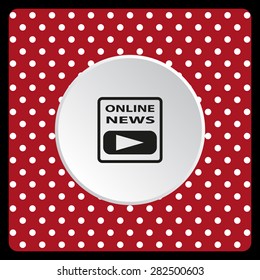 white polka dots on a red of online news. icon. vector design