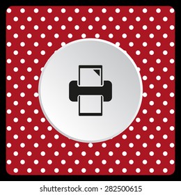 white polka dots on a red printer. icon. vector design