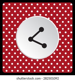 white polka dots on a red web icon share. icon. vector design