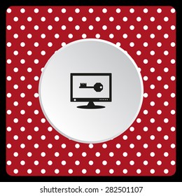 white polka dots on a red Computer security concept. icon. vector design