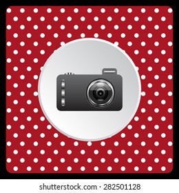 white polka dots on a red photo camera. icon. vector design