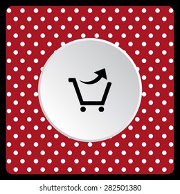 white polka dots on a red remove from the shopping cart. icon. vector design
