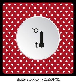 white polka dots on a red Thermometer. icon. vector design
