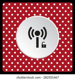 white polka dots on a red white polka dots on a red Wireless network access is open, unlocked. icon. vector design