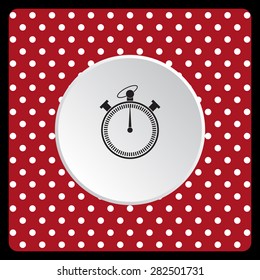 white polka dots on a red stopwatch. icon. vector design