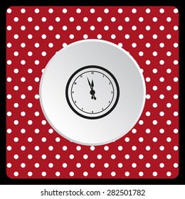 white polka dots on a red mechanical clock. icon. vector design