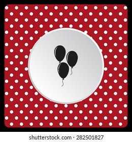 white polka dots on a red Balloon sign icon. Birthday air balloon with rope or ribbon symbol. icon. vector design