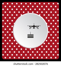 white polka dots on a red Birthday cake. Quadrocopter. icon. vector design
