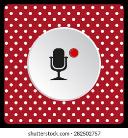 white polka dots on a red Microphone. Voice recording. icon. vector design