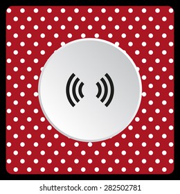 white polka dots on a red The wireless network. icon. vector design