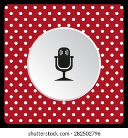 white polka dots on a red Microphone. Voice recording. icon. vector design