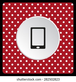 white polka dots on a red Smartphone, phone, mobile phone. icon. vector design