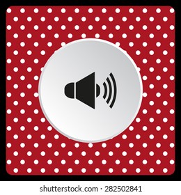 white polka dots on a red Sound on. icon. vector design