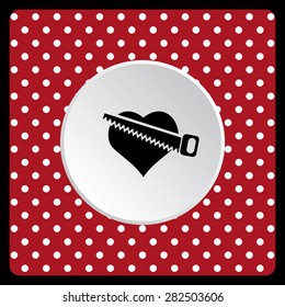 white polka dots on a red heart. icon. vector design