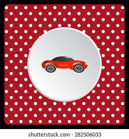 white polka dots on a red red car. icon. vector design