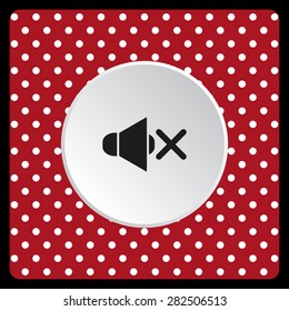 white polka dots on a red Sound off. icon. vector design