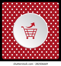 white polka dots on a red remove from the shopping cart. icon. vector design