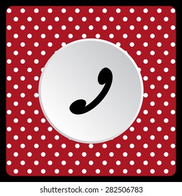 white polka dots on a red, answer the call. icon. vector design