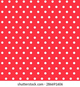 White polka dots on red background