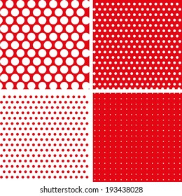 White polka dots pattern on red background