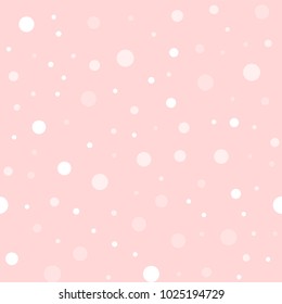 White polka dots seamless pattern on pink background.