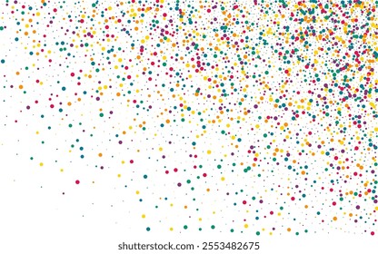 White Polka Effect White Background. Fun Dust Postcard. Top Shine Pattern. Yellow Splash Celebration Wallpaper.
