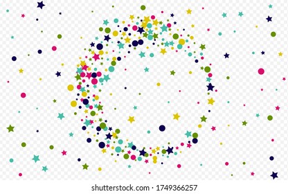 White Polka Flying Transparent Background. Celebration Splash Invitation. Celebrate Dust Pattern. Rainbow Dot FallingFestive Illustration.