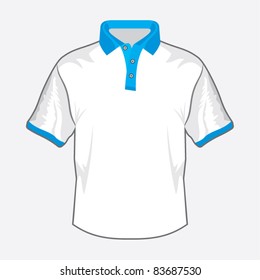 White polo shirt design with blue collar