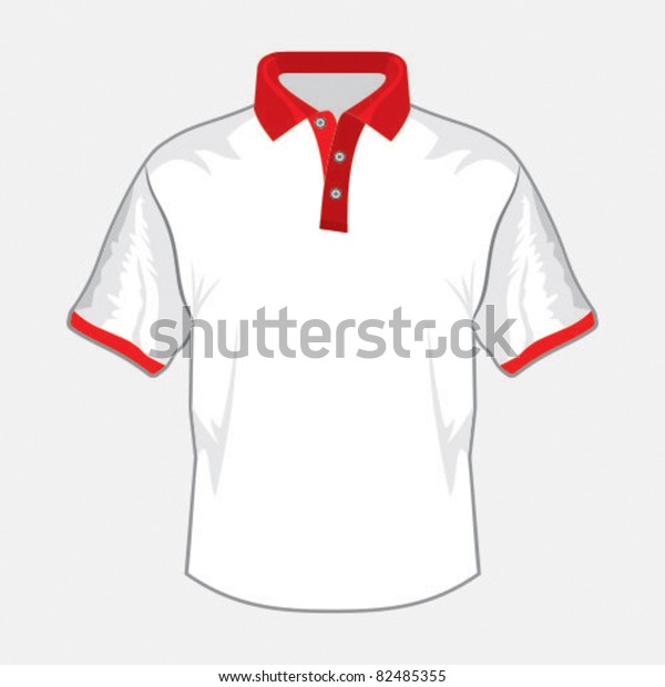 red rugby shirt with white collar