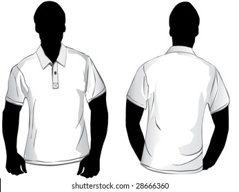 White polo shirt design template with front and back.