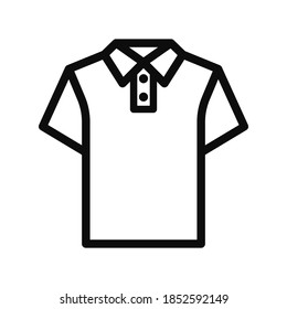 White polo shirt editable vector line icon isolated on white background 