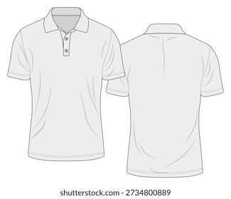 White Polo Shirt Front and Back View Template