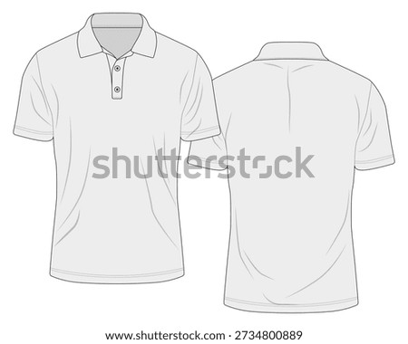 White Polo Shirt Front and Back View Template