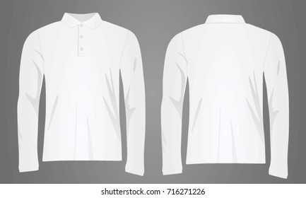 White Polo Shirt Long Sleeve. Vector Illustration