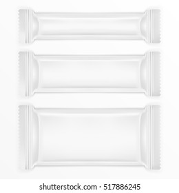 White Polyethylene Foil Package For Chocolate Bar Or Other Food. EPS10 Vector