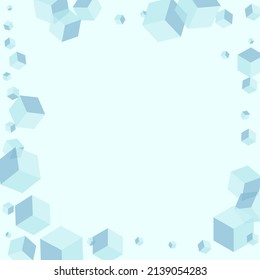 White Polygon Background Blue Vector. Square Special Illustration. Gray Block Template Template. Package Texture. Grey Minimal Cube.