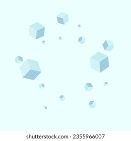 White Polygon Background Blue Vector. Box Concept Texture. Grey Square Style Card. Empty Illustration. Blue-gray Toy Cube.