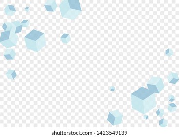 White Polygon Background Transparent Vector. Box Flying Design. Grey Cube 3d Illustration. Perspective Template. Monochrome Paper Cubic.