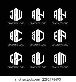 White polygon logo design with black background